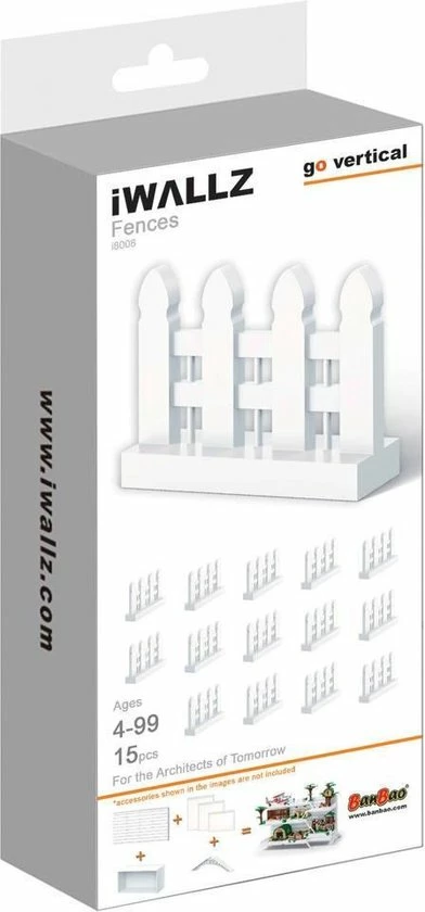 Iwallz Bouwpakket Hek Wit 15-delig 2 Iwallz Bouwpakket Hek Wit 15-delig - Afbeelding 2
