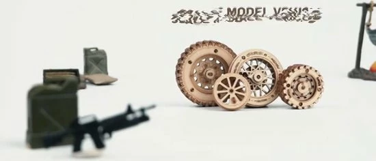 Merkloos ROBOTIME 3D Wooden Puzzle MC-701 Army Field Car 2 Merkloos ROBOTIME 3D Wooden Puzzle MC-701 Army Field Car - Afbeelding 2