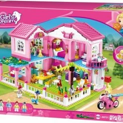 Sluban Girls Dream M38-B0721 Speelhuis Roze - 896 Bouwsteentjes - Compatibel Met Grote Merken - Bouwdoos