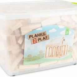 Planks 2 Play Planks2Play Constructie Speelgoed Houten Plankjes In Verschillende Vormen - Komt In Handige Opbergdoos - 1000 Onderdelen