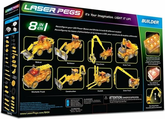 Laserpegs Laser Pegs Bouwpakket Bulldozer 8 In 1 129-delig 4 Laserpegs Laser Pegs Bouwpakket Bulldozer 8 In 1 129-delig - Afbeelding 4