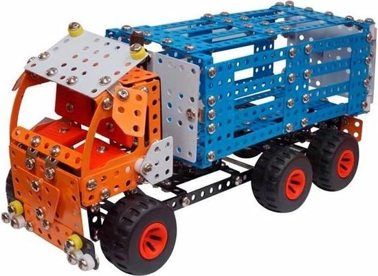 Metal Techno Bouwpakket Power Bison 32 Cm Staal Oranje/blauw 890-delig 1 Metal Techno Bouwpakket Power Bison 32 Cm Staal Oranje/blauw 890-delig