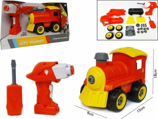 Merkloos DIY RC Trein Speelgoed Bouwset 24stuks - 4in1 - Afstandsbediening En Schroefboormachine - City Tourist Train 1 Merkloos DIY RC Trein Speelgoed Bouwset 24stuks - 4in1 - Afstandsbediening En Schroefboormachine - City Tourist Train