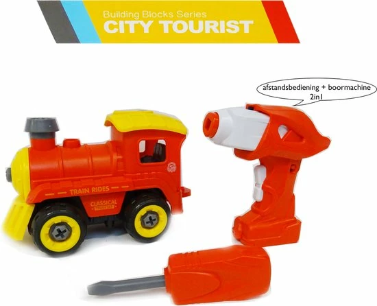 Merkloos DIY RC Trein Speelgoed Bouwset 24stuks - 4in1 - Afstandsbediening En Schroefboormachine - City Tourist Train 4 Merkloos DIY RC Trein Speelgoed Bouwset 24stuks - 4in1 - Afstandsbediening En Schroefboormachine - City Tourist Train - Afbeelding 4