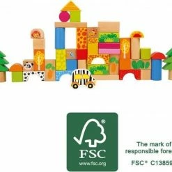 Small Foot Company Small Foot Massieve Blokken Gemaakt Van FSC® 100% - Gecertificeerd Hout Met Schattige Dierentuindieren
