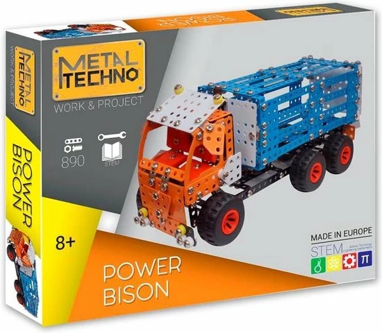 Metal Techno Bouwpakket Power Bison 32 Cm Staal Oranje/blauw 890-delig 2 Metal Techno Bouwpakket Power Bison 32 Cm Staal Oranje/blauw 890-delig - Afbeelding 2