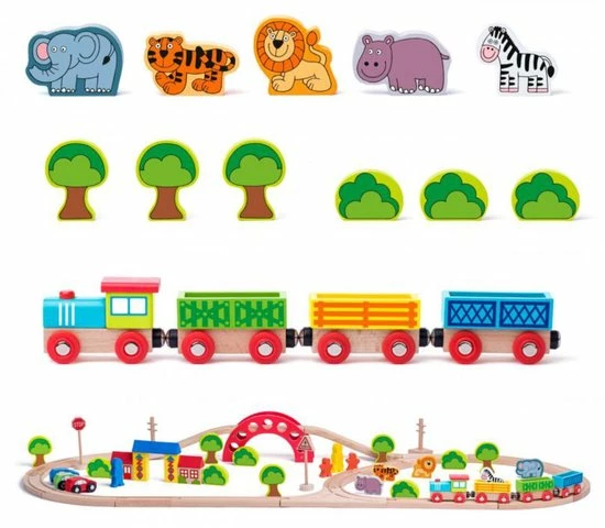 Woody Treinset Zoo 60 Delig 93060 1 Woody Treinset Zoo 60 Delig 93060