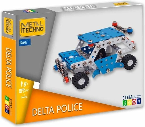 Metal Techno Bouwpakket Delta Police 15,5 Cm Staal Blauw/grijs 269-delig 2 Metal Techno Bouwpakket Delta Police 15,5 Cm Staal Blauw/grijs 269-delig - Afbeelding 2