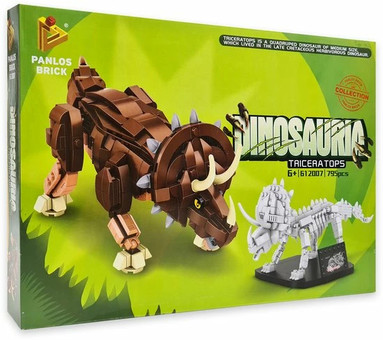 Panlos Brick Panlos Triceratops & Fossiel - Bouwset - Compatibel Met Grote Merken - Dinosaurus - Jurassic Park 2 Panlos Brick Panlos Triceratops & Fossiel - Bouwset - Compatibel Met Grote Merken - Dinosaurus - Jurassic Park - Afbeelding 2