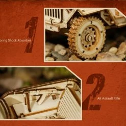 Merkloos ROBOTIME 3D Wooden Puzzle MC-701 Army Field Car 10 Merkloos ROBOTIME 3D Wooden Puzzle MC-701 Army Field Car -bouwsets Winkel 550x499