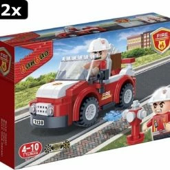 2x BanBao Brandweer Brandweerman- En Auto - 7117