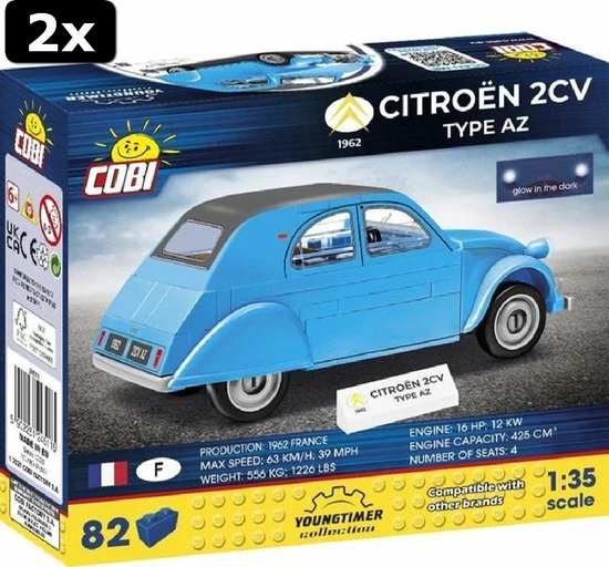 2x COBI | Youngtimer Collection | Citroen 2CV Type AZ (1962) | 24511 4 2x COBI | Youngtimer Collection | Citroen 2CV Type AZ (1962) | 24511 - Afbeelding 4