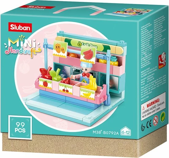 Sluban Groentewinkel Junior 14,6 Cm Blauw/roze 100-delig 2 Sluban Groentewinkel Junior 14,6 Cm Blauw/roze 100-delig - Afbeelding 2