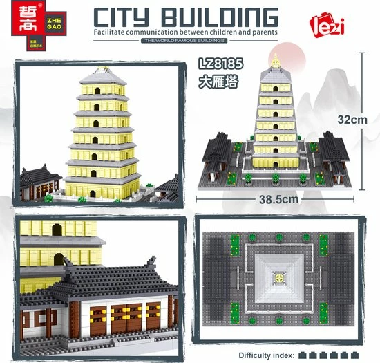 Lezi Da-Yan Toren - Xi'an China - Architectuur / Gebouwen - Nanoblocks / Miniblocks - Bouwset / 3D Puzzel - 4925 Bouwsteentjes 3 Lezi Da-Yan Toren - Xi'an China - Architectuur / Gebouwen - Nanoblocks / Miniblocks - Bouwset / 3D Puzzel - 4925 Bouwsteentjes - Afbeelding 3