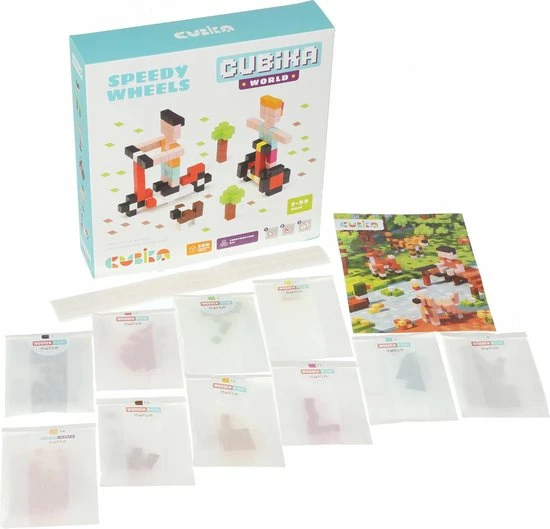 Cubika Houten Blokjes Bouwset - Snelle Wielen 2 Cubika Houten Blokjes Bouwset - Snelle Wielen - Afbeelding 2