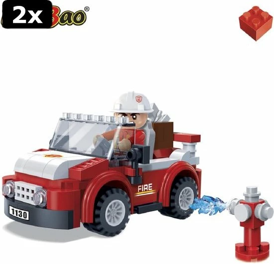 2x BanBao Brandweer Brandweerman- En Auto - 7117 2 2x BanBao Brandweer Brandweerman- En Auto - 7117 - Afbeelding 2