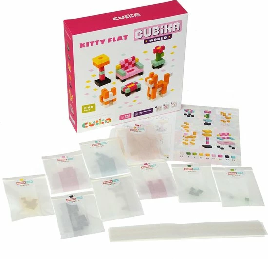 Cubika Houten Blokjes Bouwset - Kattenhuis 2 Cubika Houten Blokjes Bouwset - Kattenhuis - Afbeelding 2