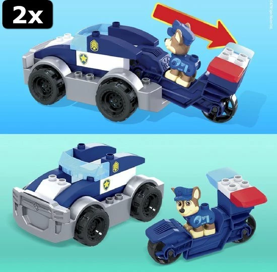 Fisher-Price 2x Mega Bloks Paw Patrol Chase's City Politieautoset - 30 Bouwstenen 8 Fisher-Price 2x Mega Bloks Paw Patrol Chase's City Politieautoset - 30 Bouwstenen - Afbeelding 8