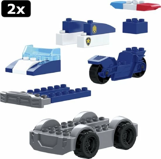 Fisher-Price 2x Mega Bloks Paw Patrol Chase's City Politieautoset - 30 Bouwstenen 2 Fisher-Price 2x Mega Bloks Paw Patrol Chase's City Politieautoset - 30 Bouwstenen - Afbeelding 2