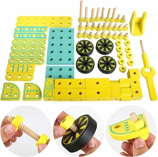 ZaciaToys Houten Bouwset Zelf Assembleren - Constructiespeelgoed - Montessori - Educatief Speelgoed 5 ZaciaToys Houten Bouwset Zelf Assembleren - Constructiespeelgoed - Montessori - Educatief Speelgoed - Afbeelding 5