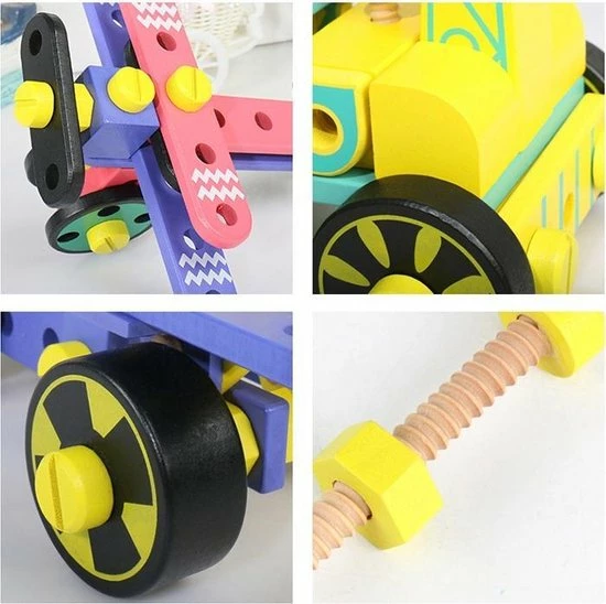 ZaciaToys Houten Bouwset Zelf Assembleren - Constructiespeelgoed - Montessori - Educatief Speelgoed 3 ZaciaToys Houten Bouwset Zelf Assembleren - Constructiespeelgoed - Montessori - Educatief Speelgoed - Afbeelding 3