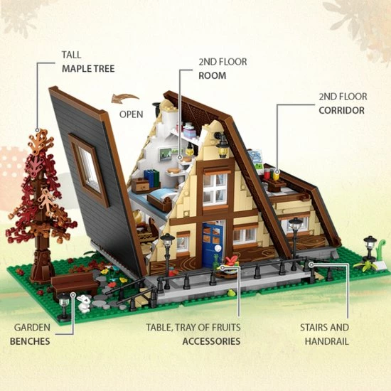 LOZ, Mini-blocks LOZ Fantasie No:1037 Tiny Cabin House 4 LOZ, Mini-blocks LOZ Fantasie No:1037 Tiny Cabin House - Afbeelding 4
