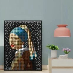 Wange Het Meisje Met De Parel - Johannes Vermeer - Kunst - Schilderij - Pixels / Pixelart / Pixelkunst - Bouwset - 3262 Bouwsteentjes -bouwsets Winkel 550x550 297