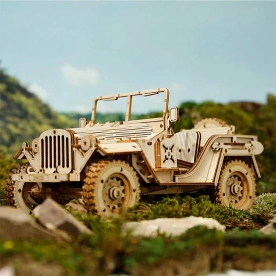 Merkloos ROBOTIME 3D Wooden Puzzle MC-701 Army Field Car 5 Merkloos ROBOTIME 3D Wooden Puzzle MC-701 Army Field Car - Afbeelding 5
