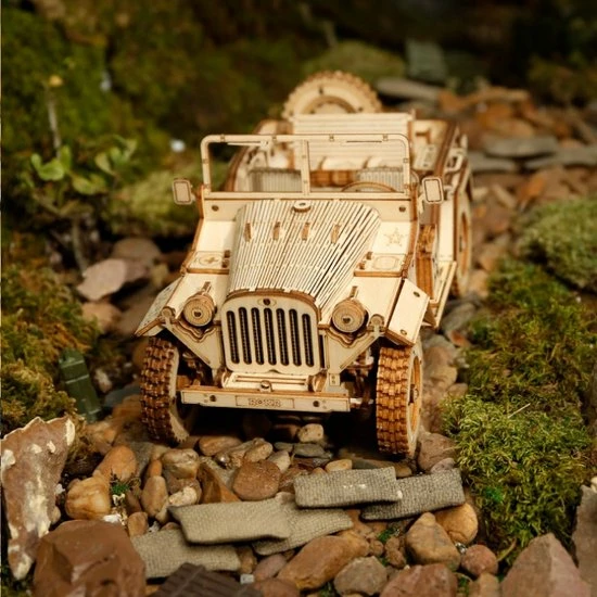 Merkloos ROBOTIME 3D Wooden Puzzle MC-701 Army Field Car 6 Merkloos ROBOTIME 3D Wooden Puzzle MC-701 Army Field Car - Afbeelding 6