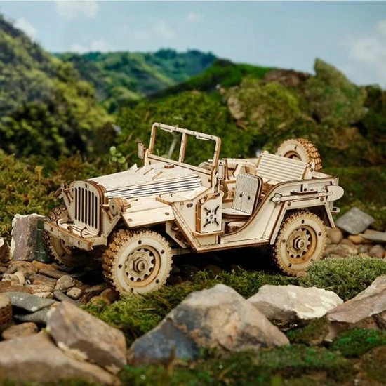 Merkloos ROBOTIME 3D Wooden Puzzle MC-701 Army Field Car 7 Merkloos ROBOTIME 3D Wooden Puzzle MC-701 Army Field Car - Afbeelding 7