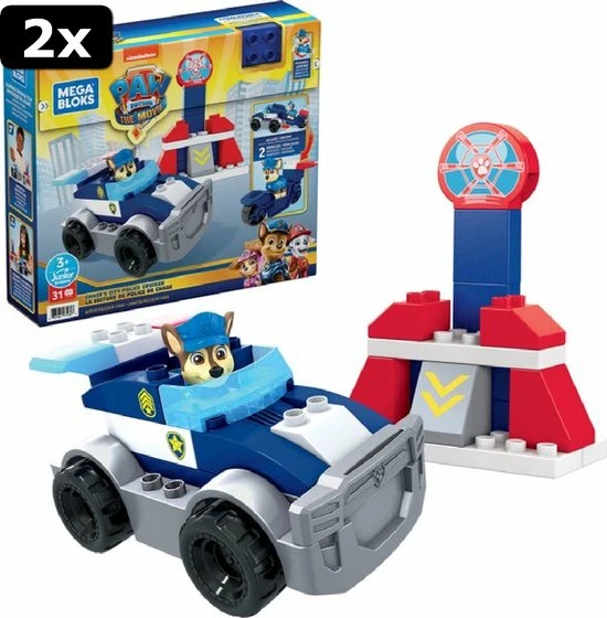 Fisher-Price 2x Mega Bloks Paw Patrol Chase's City Politieautoset - 30 Bouwstenen 12 Fisher-Price 2x Mega Bloks Paw Patrol Chase's City Politieautoset - 30 Bouwstenen - Afbeelding 12