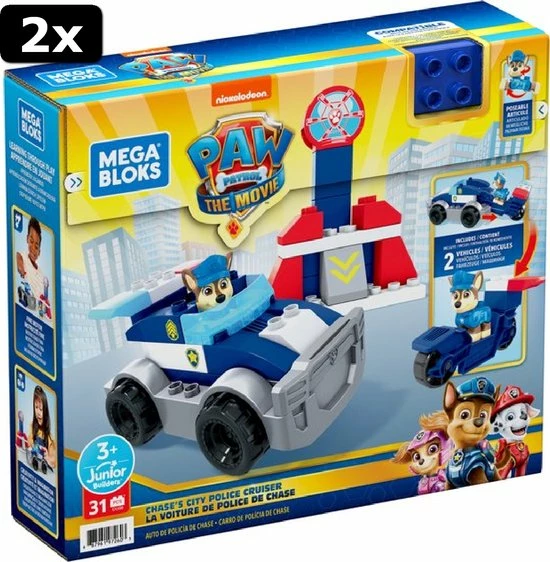 Fisher-Price 2x Mega Bloks Paw Patrol Chase's City Politieautoset - 30 Bouwstenen 5 Fisher-Price 2x Mega Bloks Paw Patrol Chase's City Politieautoset - 30 Bouwstenen - Afbeelding 5