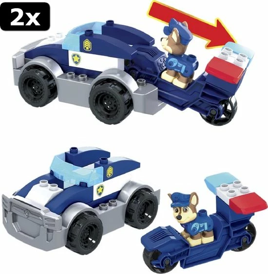 Fisher-Price 2x Mega Bloks Paw Patrol Chase's City Politieautoset - 30 Bouwstenen 7 Fisher-Price 2x Mega Bloks Paw Patrol Chase's City Politieautoset - 30 Bouwstenen - Afbeelding 7