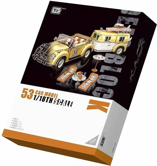 LOZ, Mini-blocks LOZ Voertuigen No: 1130 Kever & Caravan 7 LOZ, Mini-blocks LOZ Voertuigen No: 1130 Kever & Caravan - Afbeelding 7