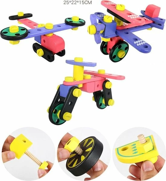 ZaciaToys Houten Bouwset Zelf Assembleren - Constructiespeelgoed - Montessori - Educatief Speelgoed 2 ZaciaToys Houten Bouwset Zelf Assembleren - Constructiespeelgoed - Montessori - Educatief Speelgoed - Afbeelding 2