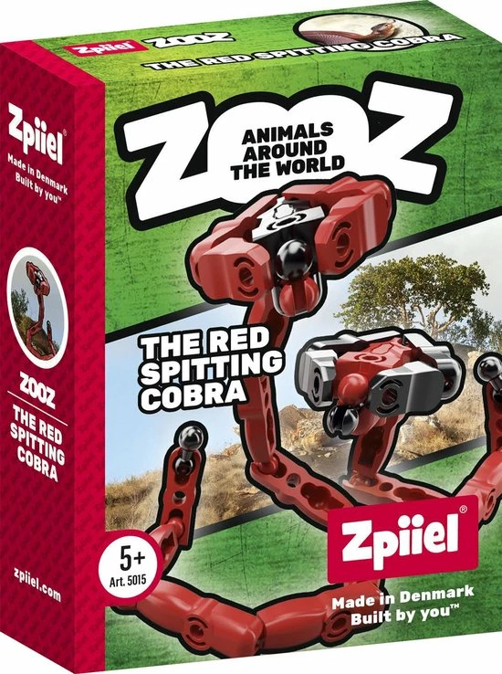 Zpiiel - ZooZ Red Spitting Cobra - Constructiespeelgoed - Unieke Bouwelementen Met Kogelgewrichten - Creatief Spelen - Fijne Motoriek 1 Zpiiel - ZooZ Red Spitting Cobra - Constructiespeelgoed - Unieke Bouwelementen Met Kogelgewrichten - Creatief Spelen - Fijne Motoriek