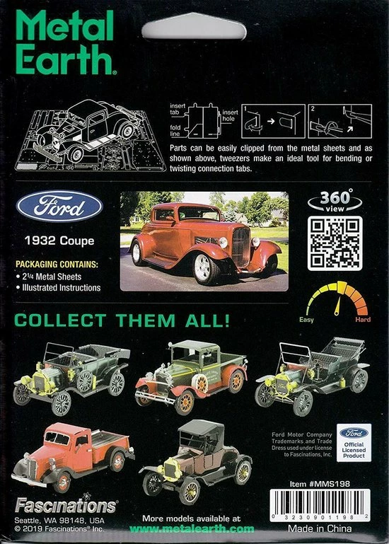 Metal Earth Ford: 1932 Coupe 9 Cm 8 Metal Earth Ford: 1932 Coupe 9 Cm - Afbeelding 8